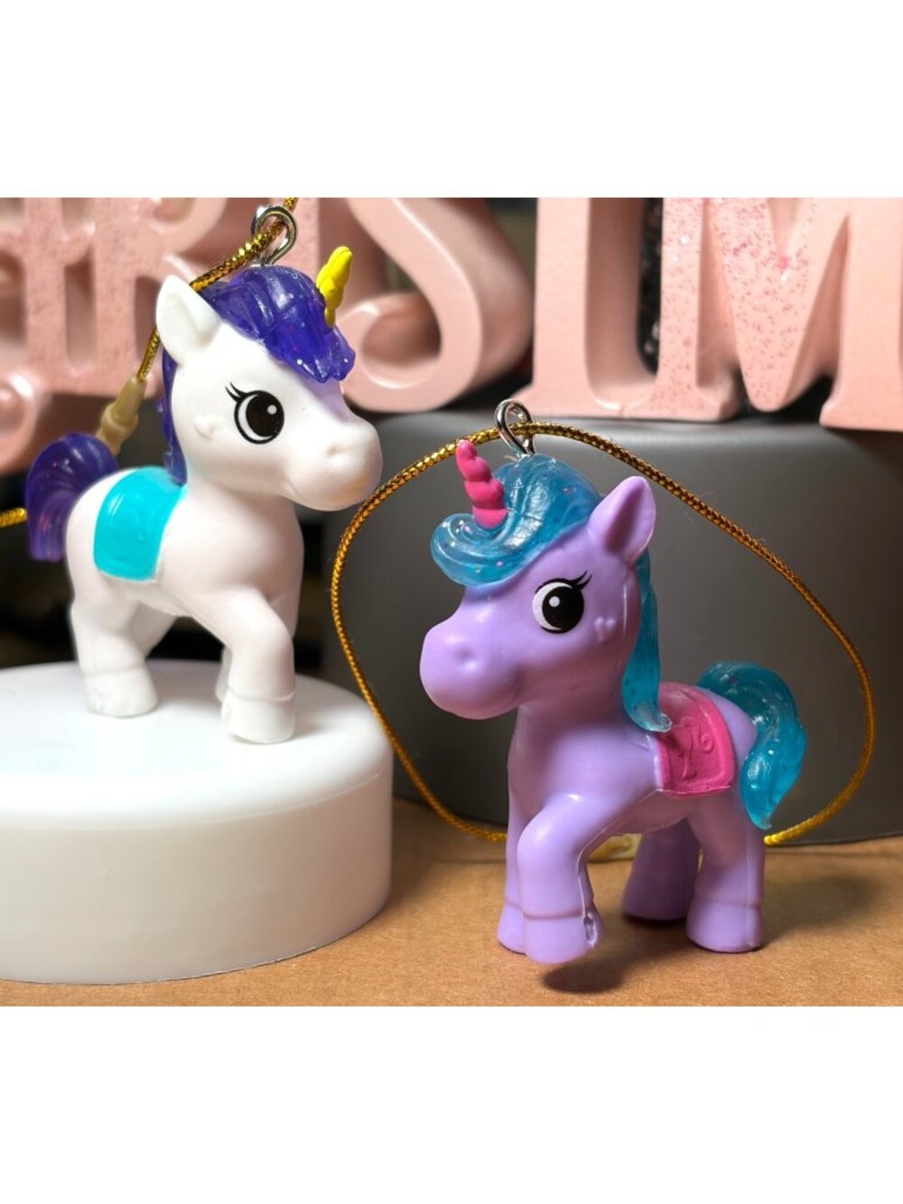 2pcs My Little Pony Christmas Tree Ornament Unicorn Collectible Figurine Se